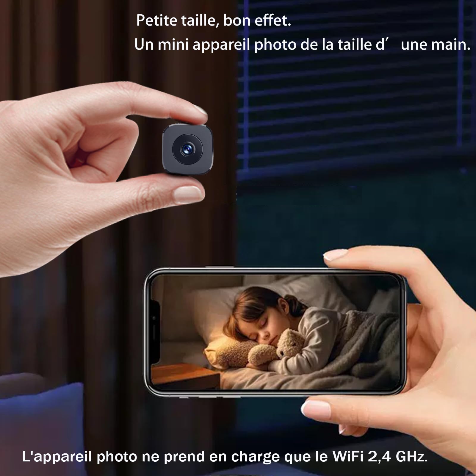 Mini Caméra Espion WiFi sans Fil 1080P Petite Détection de Mouvement Surveillance Invisible 2.4GHz