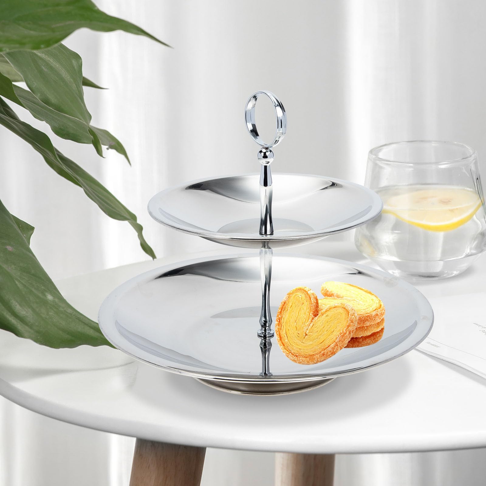 GALPADA Bandeja para Servir Frutas de Acero Inoxidable de 3 Niveles, Desmontable y Escalonada, Adecuado para Postres en Casa u Oficina