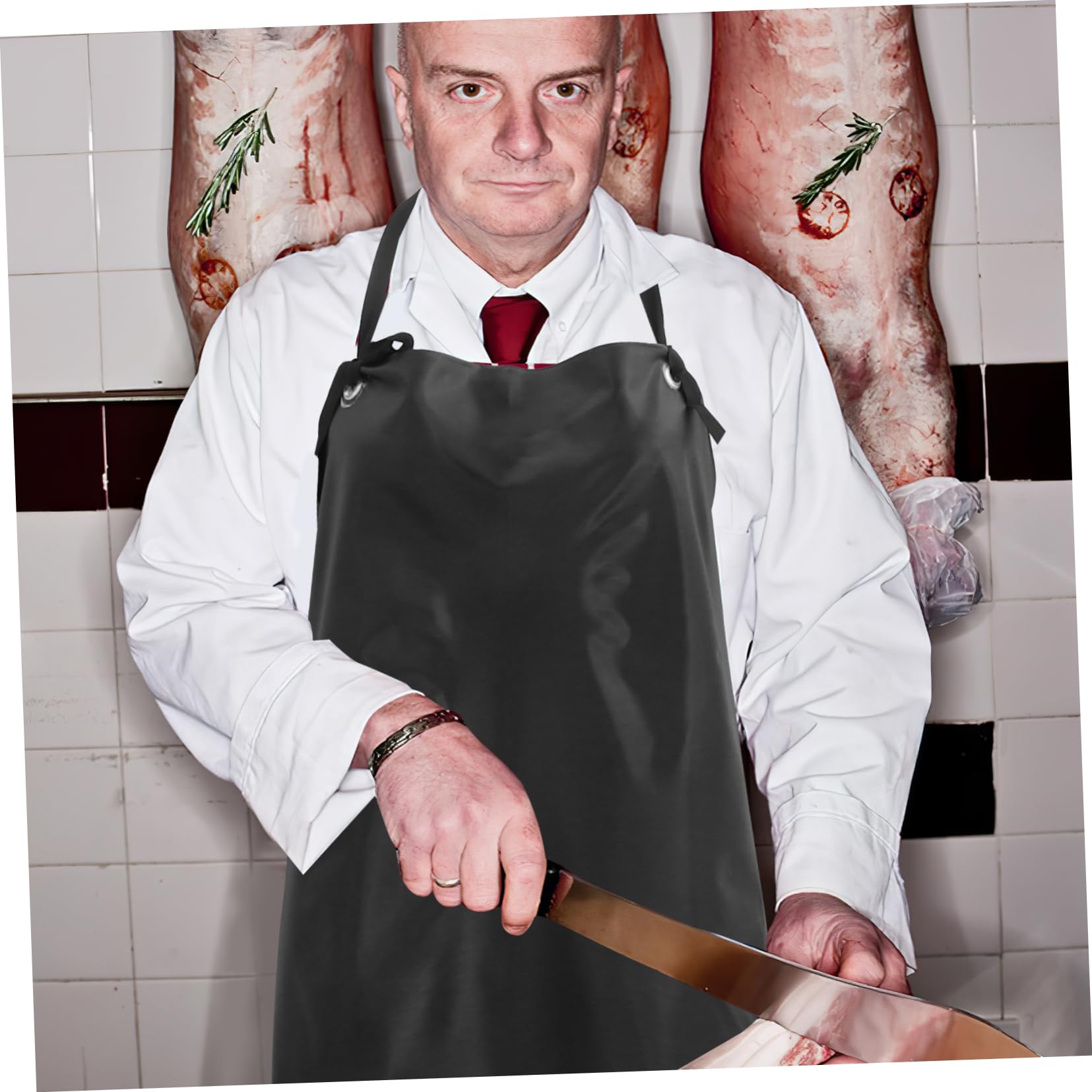 OSOLADY Hair Dresser Apron Pvc Black Women Apron Hair Stylist Aprons for Women Cross Back Apron