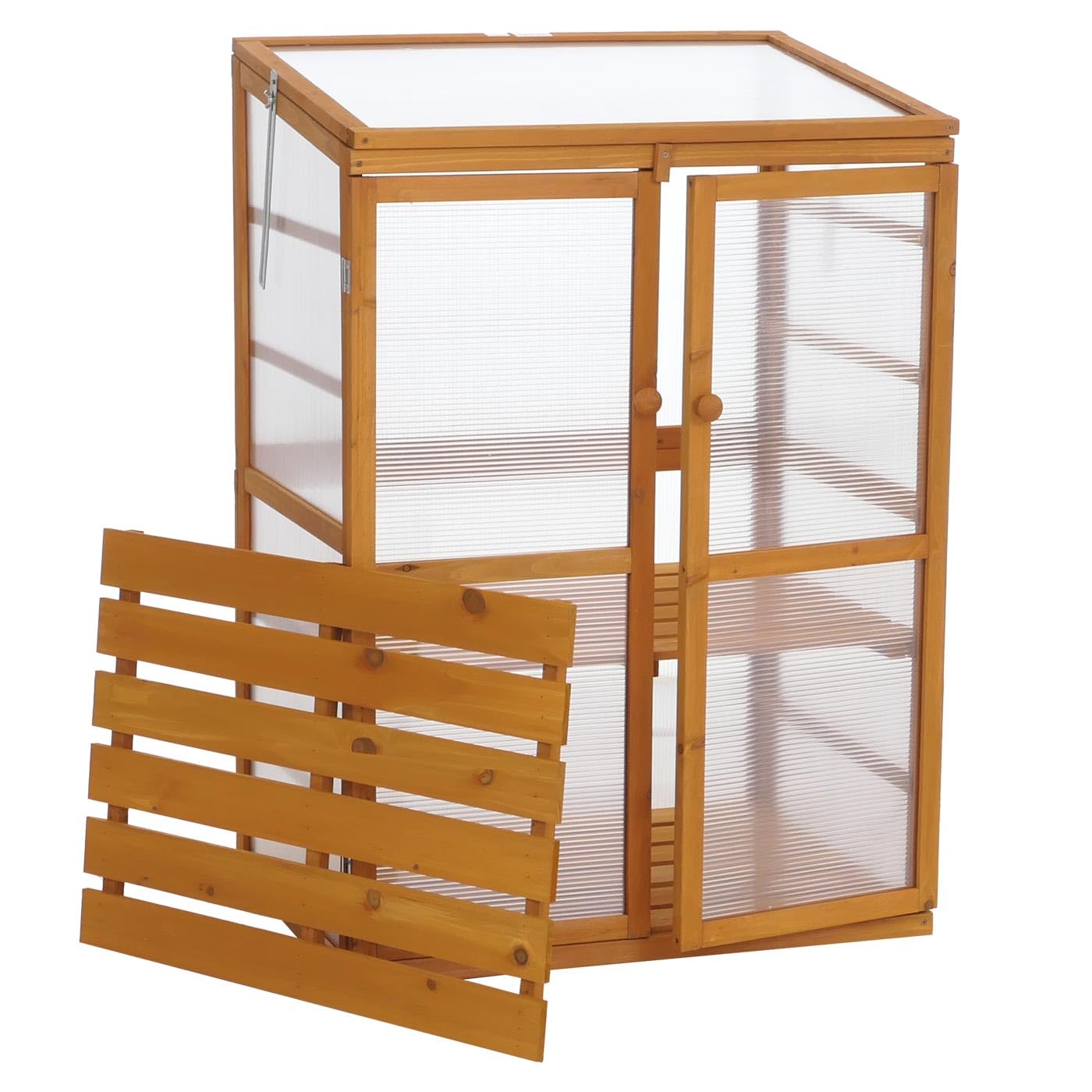 Mendler Gewächshaus HWC-Q13 110x76x57cm Holz - Natur | Treibhaus, Anzuchthaus, Frühbeet, Fenster, verstellbar FSC®-Zertifiziert
