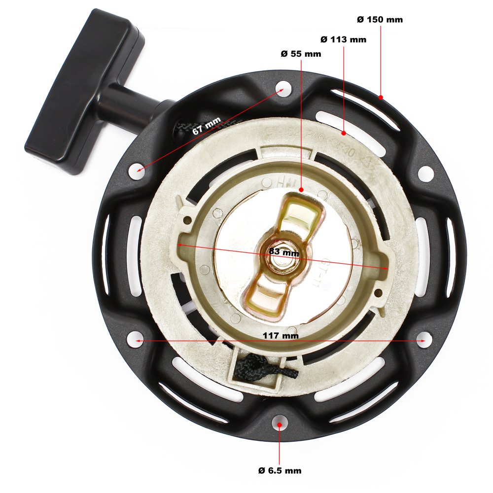 WilTec Pièces de Rechange Lanceur 1.8 KW (2.4CV) de Moteur à Essence 4 Temps Lifan 152
