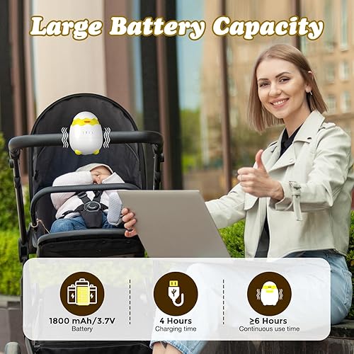 Miniatura 6 de Mecedora recargable para cochecitos de bebé, 5 velocidades de vibración y 4 modos de temporizador, gorila portátil universal con función de memoria,