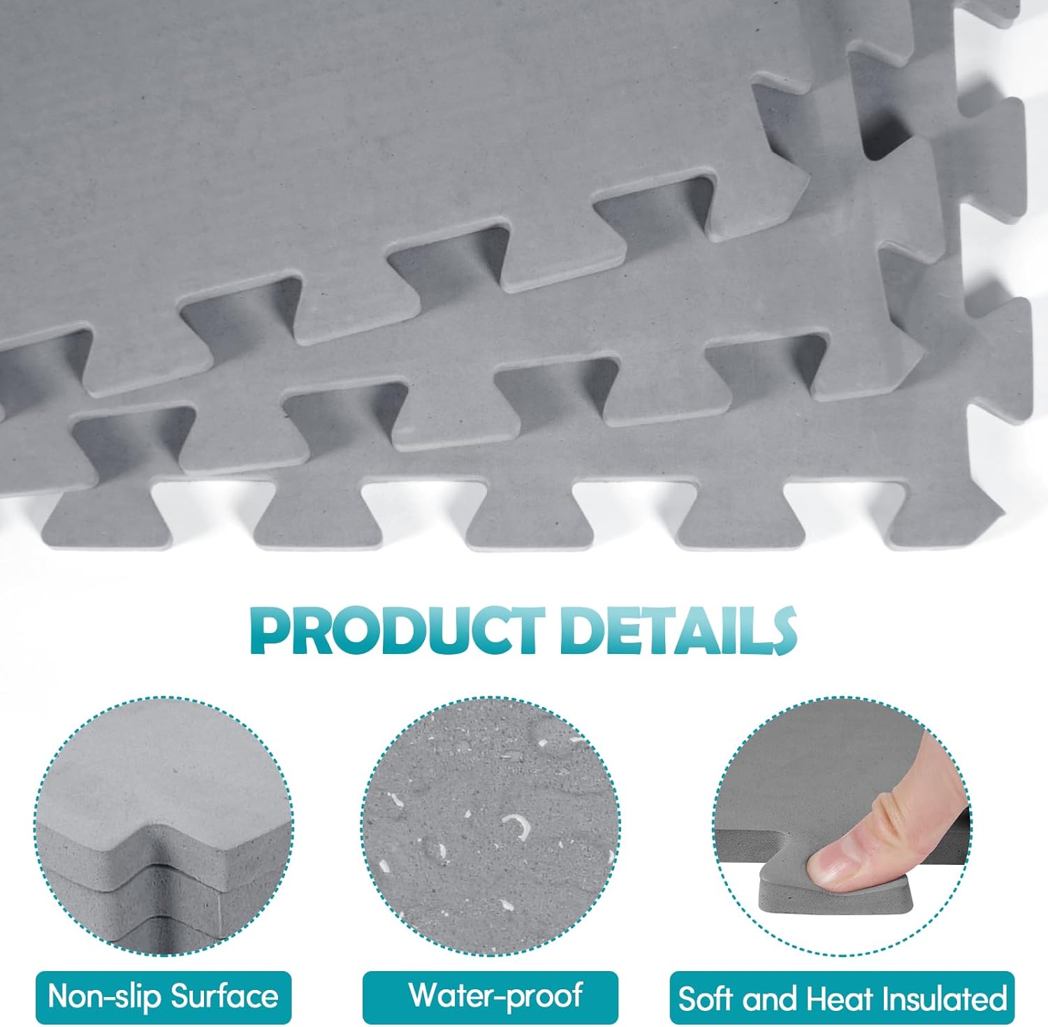 tonchean 1/2" Thicken Hot Tub Pad Foundation, 77 Inch Upgraded Eva Heat Insulation Foam Padding Interlock Round Hot Tub Mat for Inflatable Tub Outdoor Non Slip Pool Spa Pad Game Camping Mat (Gray)