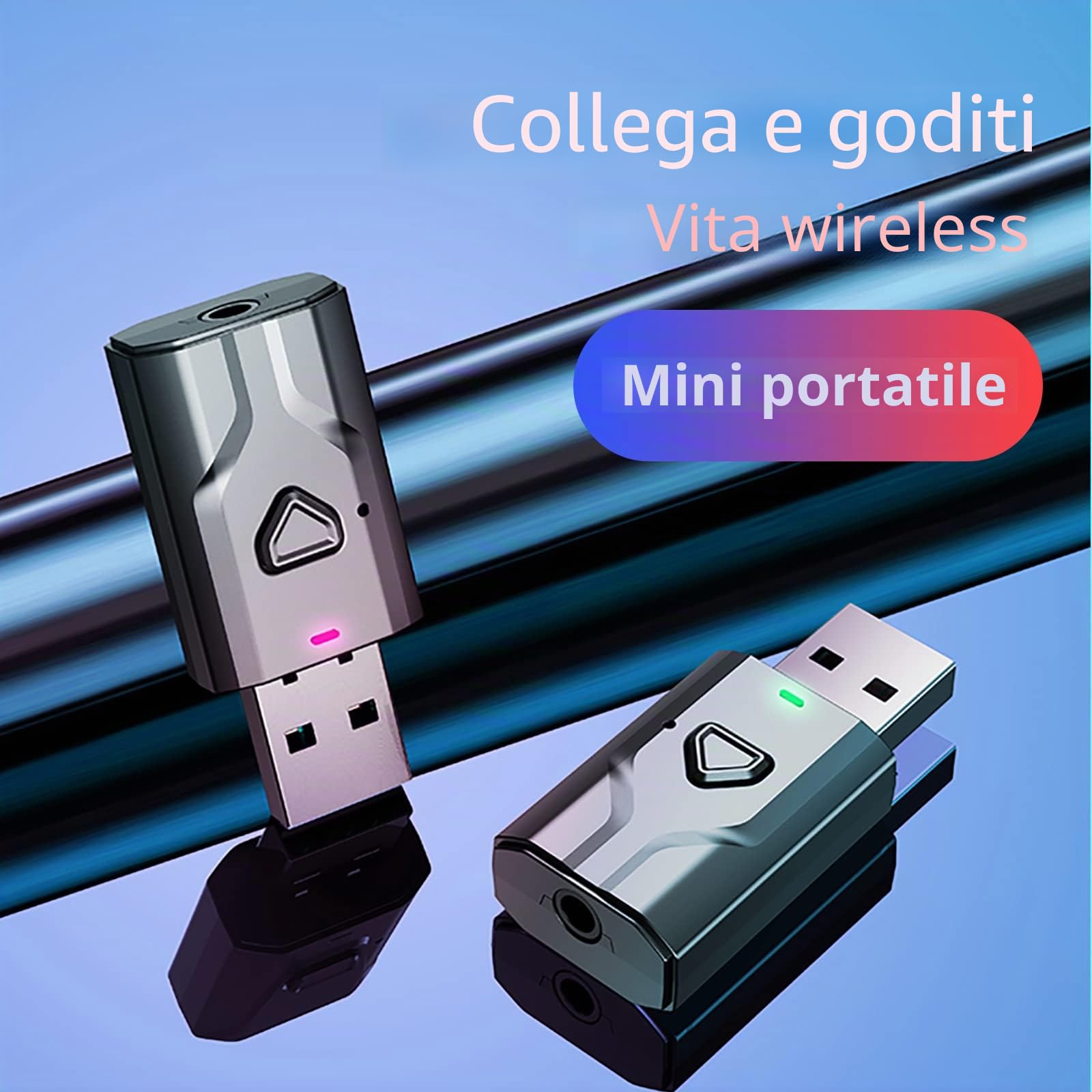 Adattatore USB Bluetooth per TV, ricevitore trasmettitore Bluetooth 2 in 1, mini Chiavetta audio portatile BT5.0 con jack 3,5mm per TV/PC/Cuffie/Altoparlanti/Auto/Stereo