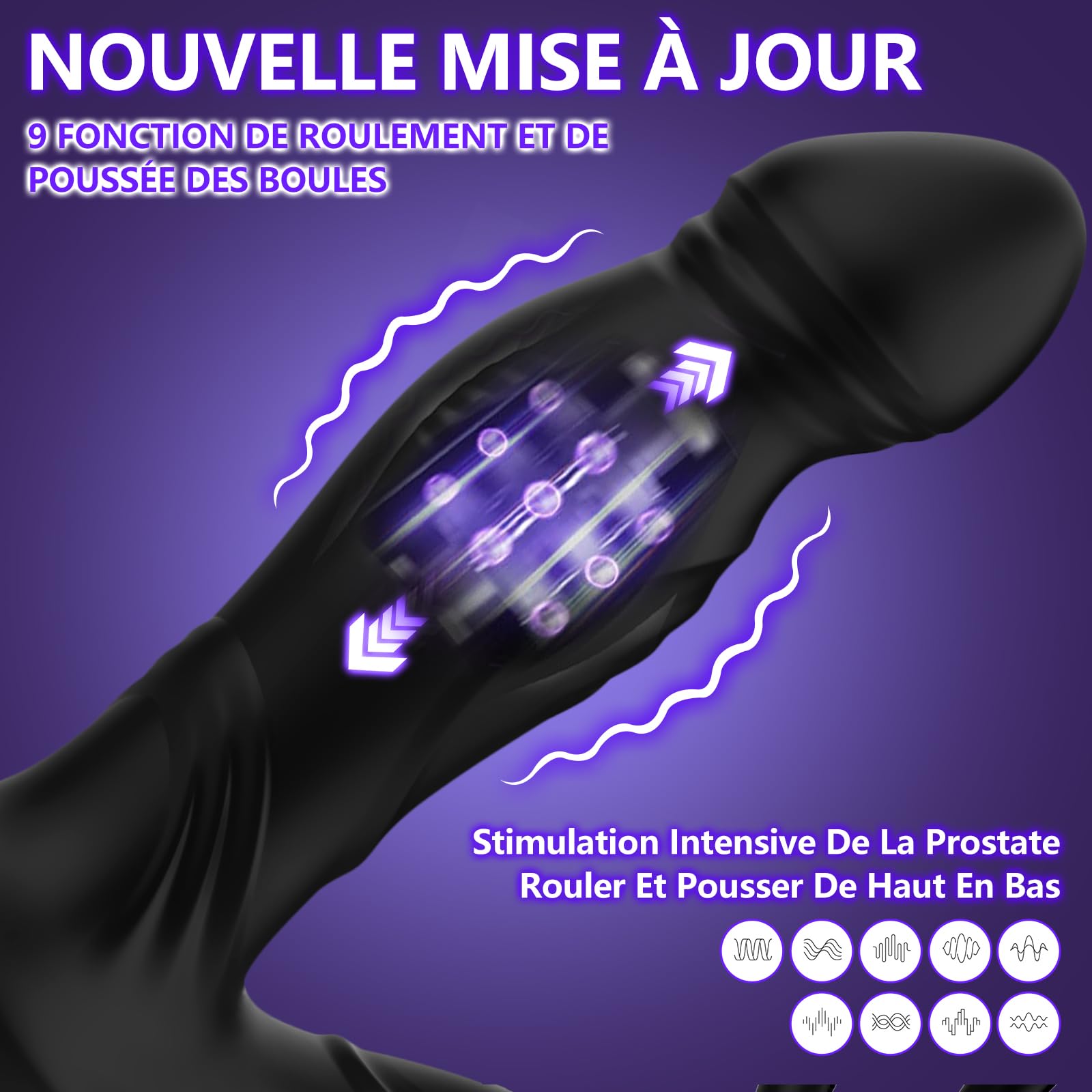 Plug anal vibrant, sextoy, stimulateur masculin, gode, sextoy, masseur de prostate, sextoy anal télécommandé avec 9 modes de pulsation, sextoy vibrant portable pour, santé sexuelle