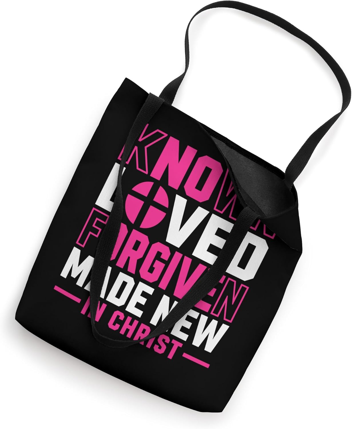 Known Loved Forgiven Made New in Christ Faith Cross Quote Tote Bag