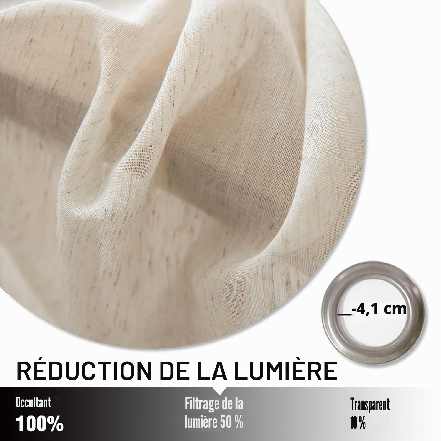 Lot de 2 Rideaux Transparents de Style bohème pour Salon, Chambre à Coucher, 213 cm de Long, Rideaux Beiges brodés à œillets pour décoration Rustique de Style Ferme, 132 x 213 cm, Taupe