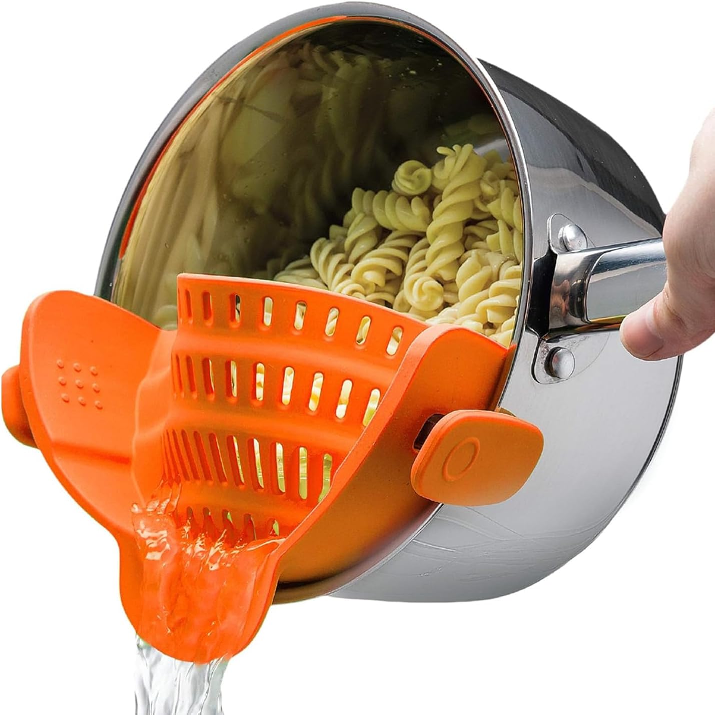 Kitchen Gizmo Snap N Strain Adjustable Silicone Clip On Strainer for Pots, Pans and Bowls - Orange