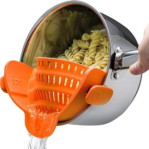 Miniatura 12 de Kitchen Gizmo Snap N' Strain - Colador de silicona con clip para ollas, sartenes y cuencos, accesorios de cocina resistentes al calor, escurridor