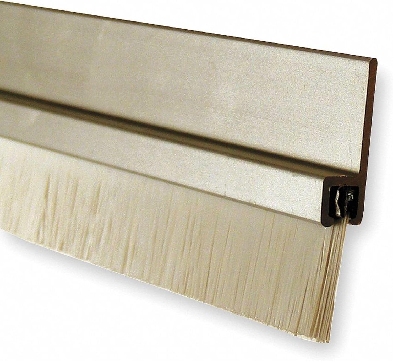 Pemko - 18062CNB36 Brush Door Bottom Sweep, Clear Anodized Aluminum with 0.625" Gray Nylon Brush insert, 0.25" width, 1.25" Height, 36" Length