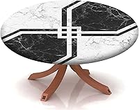 Vista 17 de Mantel con patrón de mármol, borde elástico, adecuado para catering y cocina, se puede limpiar para mesa redonda de comedor, para mesas redondas