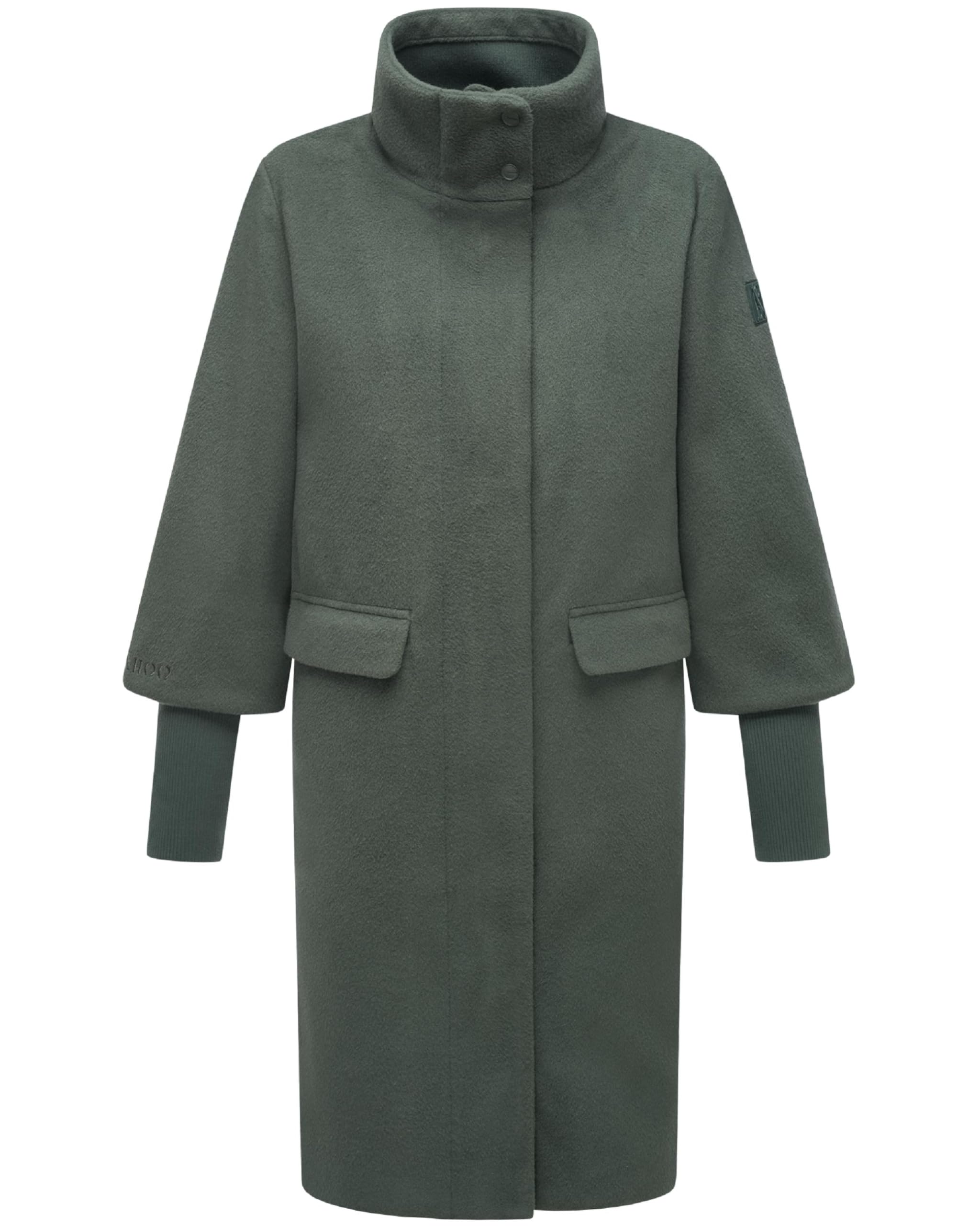 Navahoo Damen Mantel Polarblüte 14 – Gr. XL, dunkelgrün, Wolloptik