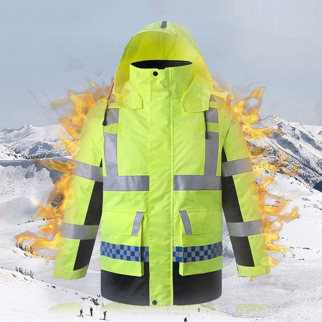 Chaleco Reflectante Traje reflectante a prueba de frío, chaqueta de seguridad fluorescente terciopelo impermeable ropa de trabajo reflectante Chalecos De Seguridad