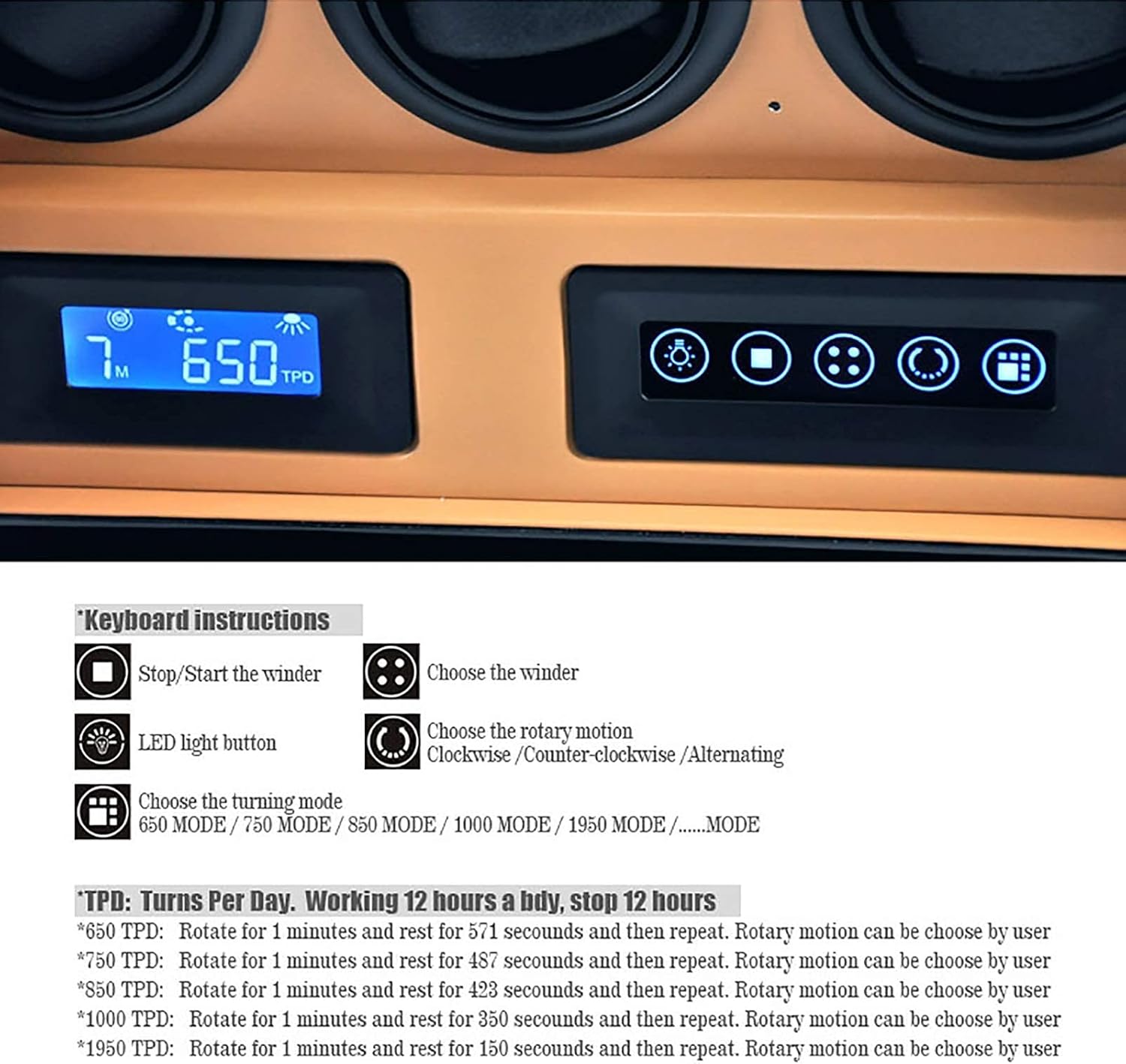 Watch Winders 2-Slots Automatic Watch Winding Box Mechanical Watch Antimagnetic Shaker LCD Control Vertical Rotating Wat