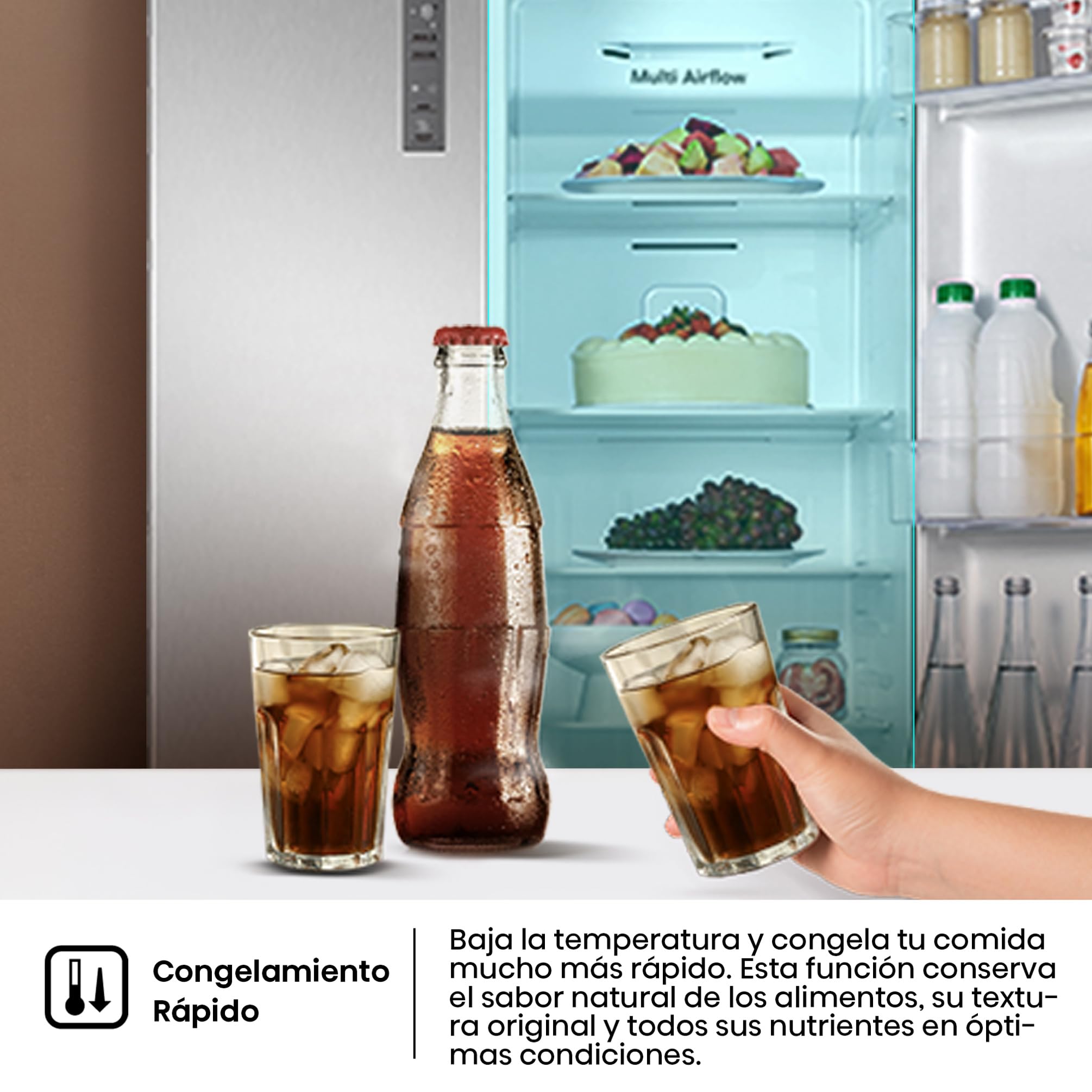 Hisense RS677N4ACC - Frigorífico Americano Dos Puertas, Eficiente Clase C, Capacidad 519 L, ALTO 178,6cm x ANCHO 91cm, Multi-Air Flow, Congelamiento Rápido, Cajón Frutas y Verduras, Color Inox