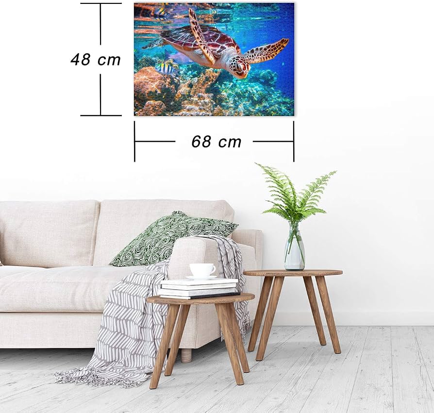 1000 Teile Puzzle 'Meeresschildkröte' Für Erwachsene – 60,6x60,6 Cm, Mit Blumen-Motiv (PICKFORU)