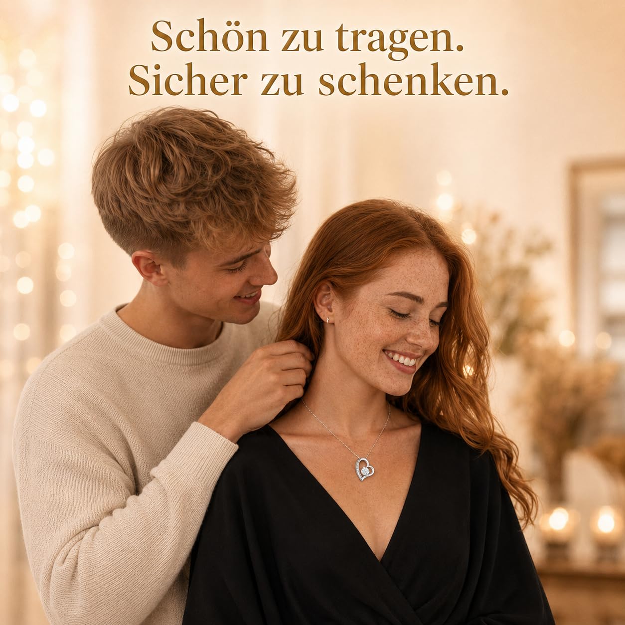Herz Kette Damen - Geburtstagsgeschenk für Frauen, Geschenke für Freundin, 30. 40. 60 Geburtstaggeschenke mit LED Geschenkbox, Jahrestag Geschenk für Sie