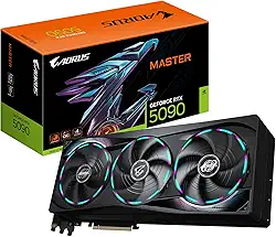 GIGABYTE Placa de vídeo AORUS GeForce RTX 5090 Master 32G, sistema de resfriamento WINDFORCE, 32GB 512-bit GDDR7, GV-N5090AORUS M-32GD placa de vídeo