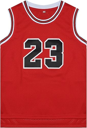 Camisetas de baloncesto juveniles #23, clásicas, retro, hip hop, baloncesto, sudadera sin mangas, regalo para niños, negrorojo, XS-XL