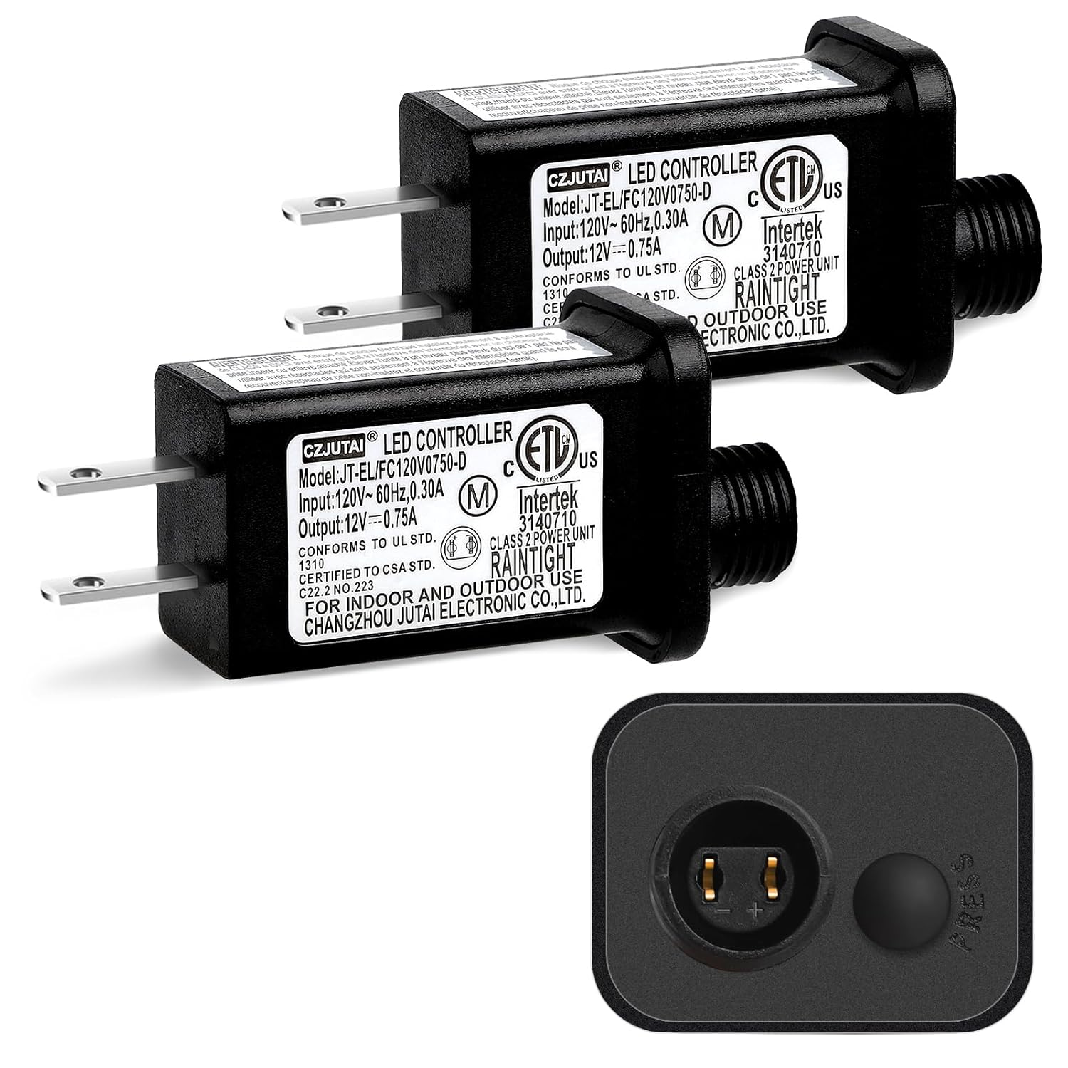 12V 9W Class 2 Power Supply 2 Pack, 8 Modes Supply DC Low Voltage Transformer IP44 Power Adapter Driver for Inflatable Indoor/Outdoor Decor Lights Christmas LED Strip, IP44 Waterproof, ETL Listed