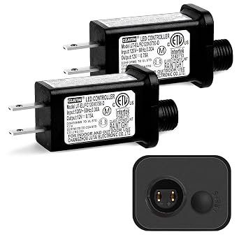 12V 9W Class 2 Power Supply 2 Pack, 8 Modes Supply DC Low Voltage Transformer IP44 Power Adapter Driver for Inflatable Indoor/Outdoor Decor Lights Christmas LED Strip, IP44 Waterproof, ETL Listed
