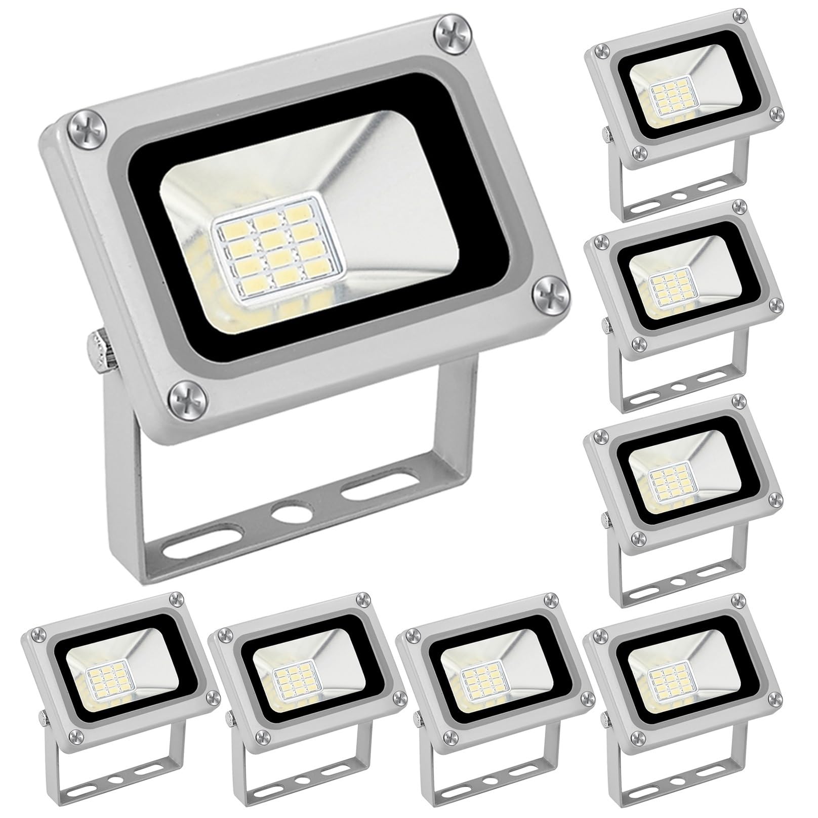 Zewnętrzny Reflektor LED 10W Wodoodporny - 800 Lm, Smukły, Bezpieczny Reflektor O Kącie Wiązki 120°, Do Oświetlenia Podjazdów, Tarasów I Schodów, DC 12-24V(8 pack)