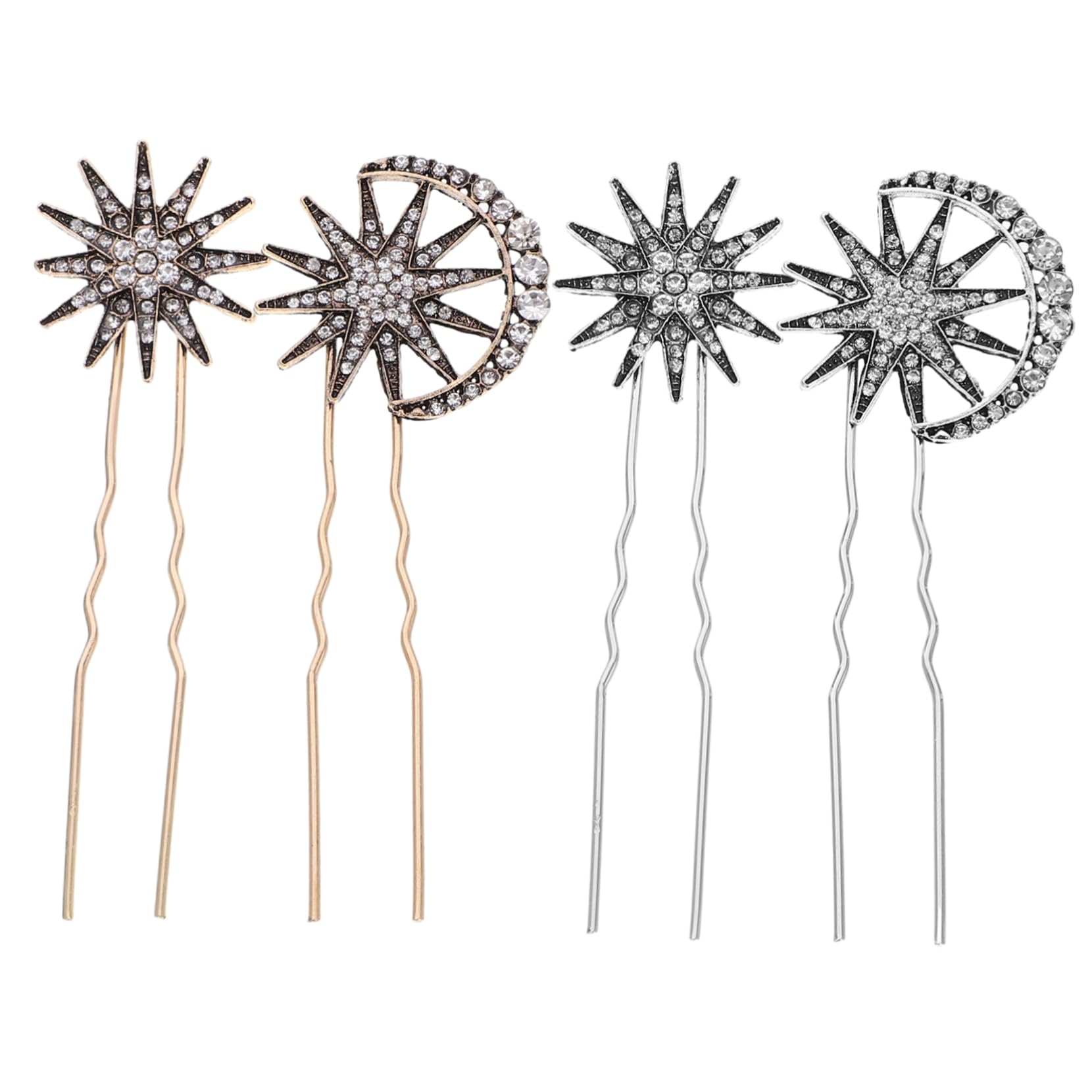 Healeved 16piezas Horquillas De Pelo Para Mujeres y Niñas Diseño De Estrellas y Rhinestones Accesorios Elegantes Para Ceremonias y Bodas Antiguo