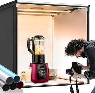 FOSITAN Bi-Color Dimmable Photo Light Box Kit, 32x32 inch/80x80 cm Photo Studio Photography Photo Box Kit 2 Led Light Bars 252 LED Light Beads Tabletop Professional Shooting Tent with 5 Backdrops