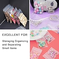 Vista 4 de 500 bolsas pequeñas de plástico con cremallera, 5 tamaños, bolsas de polietileno transparentes con cierre de 2 mil de grosor para joyas, golosinas