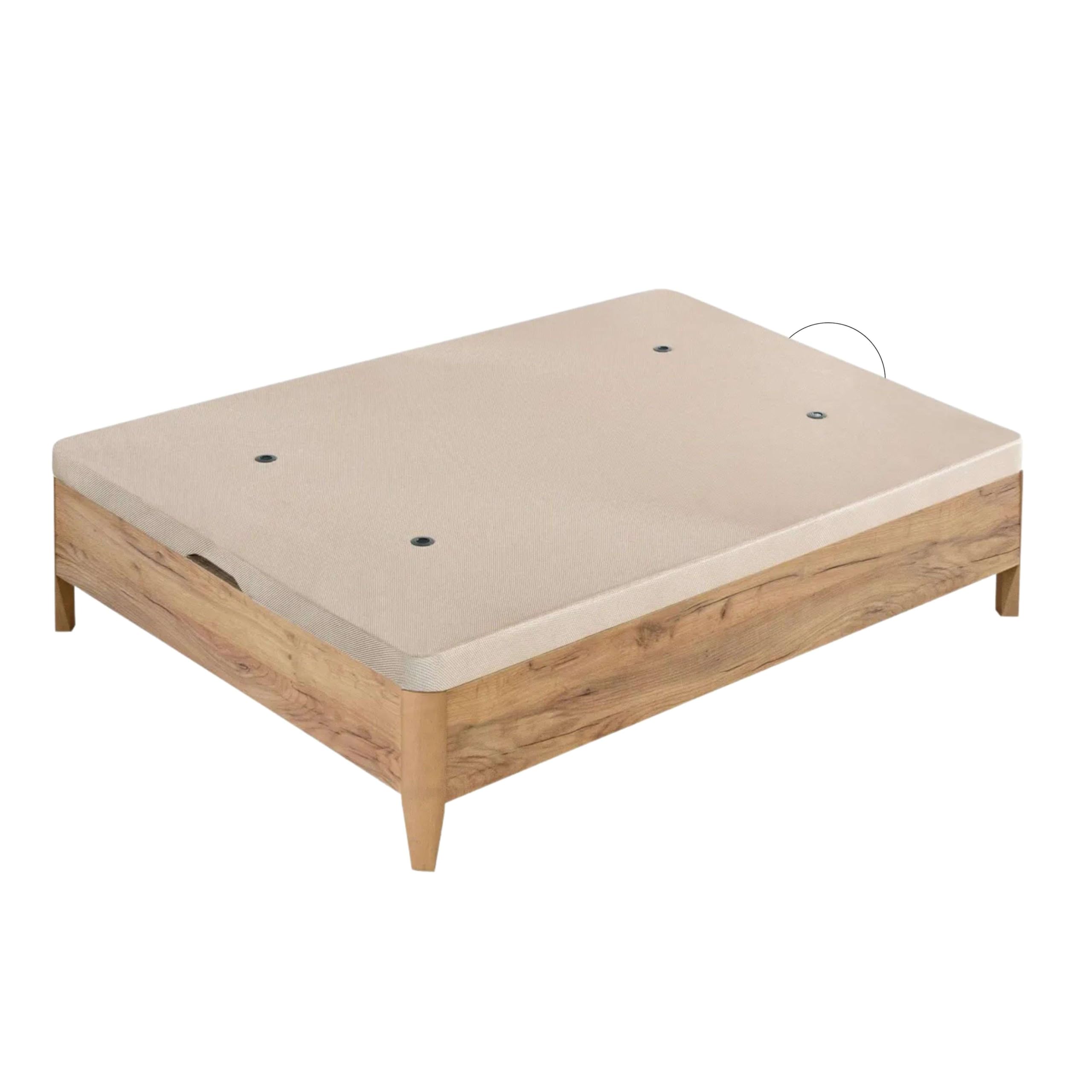 Canapé 135x190 cm Cama Dormitorio Cope, Tapa Reforzada Anti-Curva, Apertura Manual Bombines Gas, Roble Amazonas