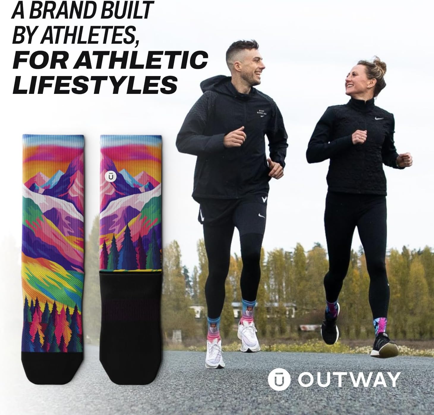 Outway Novelty Crew Socks for Men & Women, Breathable, Moisture-Wicking Athletic Calf Socks with Arch Support