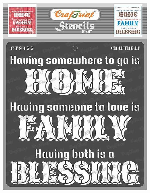 Welcome Home Stencils for Craft and Art - Family Blessing - Size: 6X6 Inches - Quotes Stencils for Craft and Art - Word Stencils for Painting - Home Decor Word Stencils