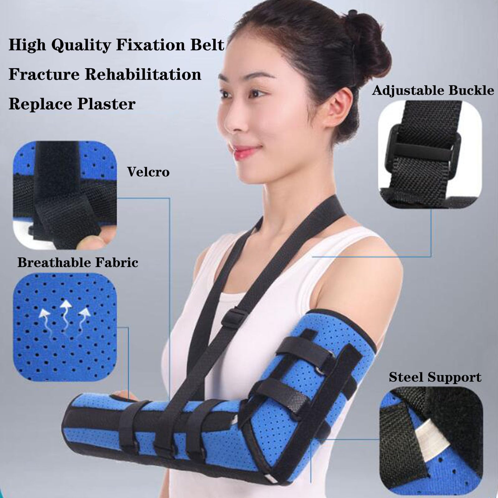 SFKLYU Cabestrillo Brazo Lesiones Hombro Cabestrillo Brazo Rotador Dislocación Codo Acolchada Ajustable y Soporte Esguince, Cabestrillo Inmovilizador Hombro Hombres Mujeres Correas Soporte Brazo,L