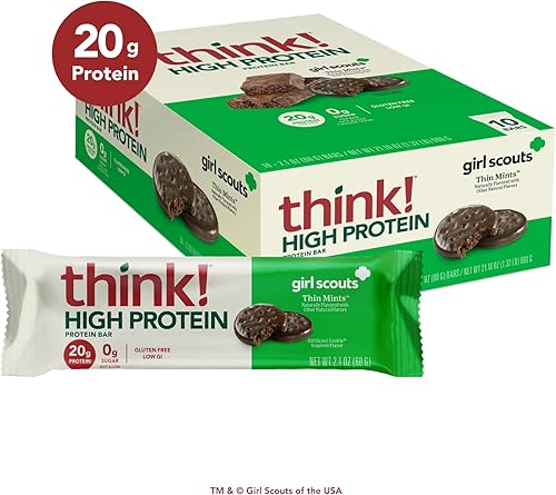 Miniatura 9 de Think thinkThinin Barras ricas en proteína de 20 gramos mantequilla de maní con trocitos 0 gramos de azúcar sin edulcorantes artificiales sin gluten