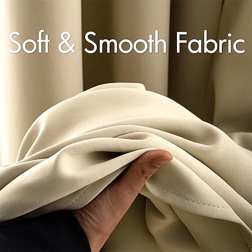 Miniatura 3 de Miulee 2 paneles de cortinas opacas, 90 pulgadas, aislamiento térmico, bloqueo de luz, tratamiento sólido para ventana, parte superior con ojales,