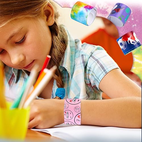 Miniatura 7 de POPLAY 48 pulseras para niños, pulseras a presión a granel, pulseras de teñido anudado a granel, regalos de fiesta de fin de año, premios de aula,