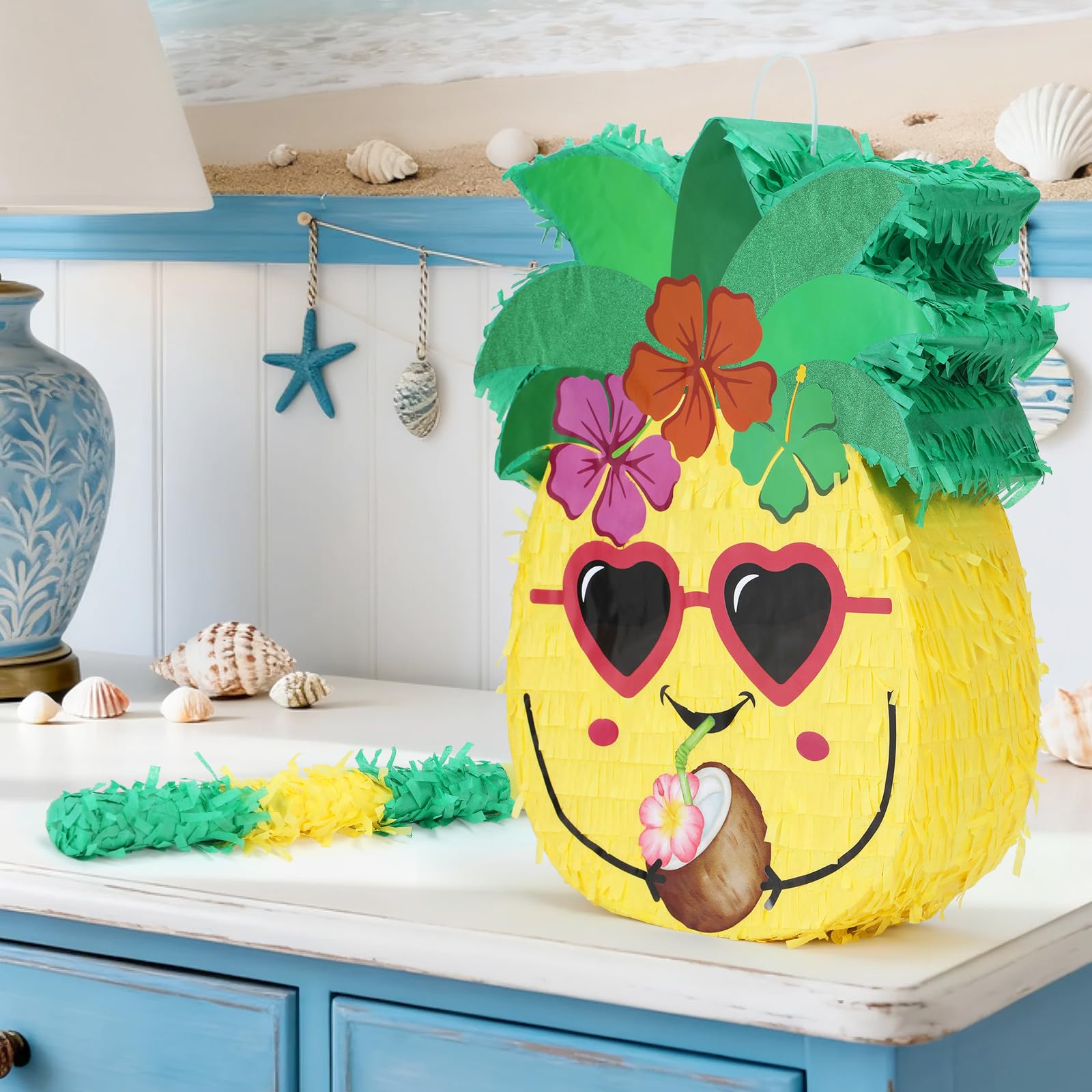 Set di pignate a forma di ananas con benda e pipistrello (39 x 33 x 10 cm), perfette per feste di compleanno di ragazzi e ragazze, decorazione per feste di bambini
