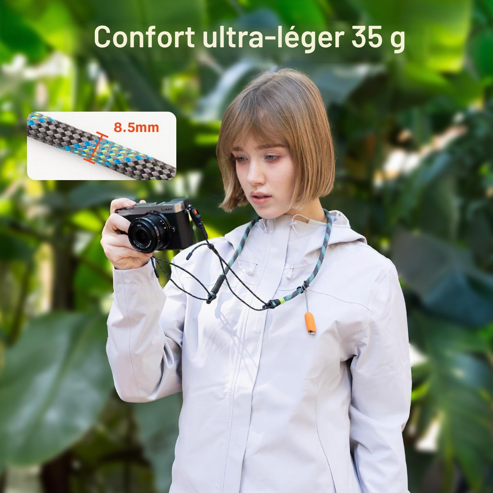 PGYTECH Sangle d'appareil photo Slim Réglable à dégagement rapide 820-1360mm Légère pour appareils photo hybrides/compacts/Instax/numériques, Style Outdoor