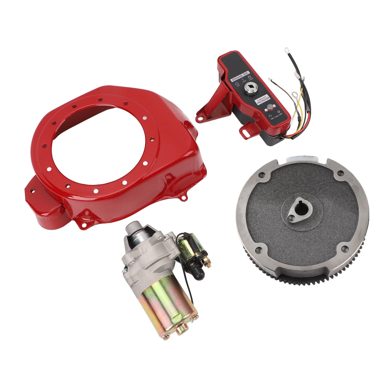 CHICIRIS Kit de Arranque Eléctrico Kit de Motor de Arranque de Metal ABS con Caja de Interruptor de Encendido Cubierta del Volante Bobina de Carga Fácil Instalación para Motores GX160 GX200
