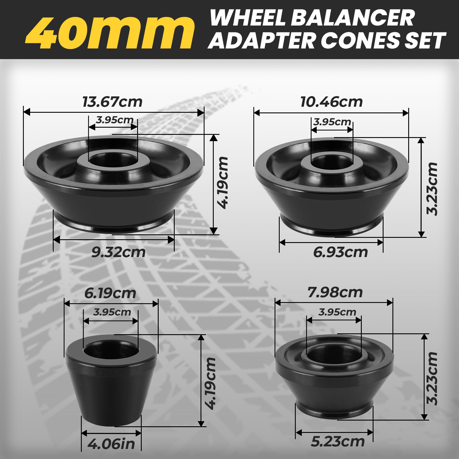 BAOSHISHAN Kit de cônes pour équilibreuse de roues, cônes de centrage pour arbre de 40 mm, machine d'équilibrage