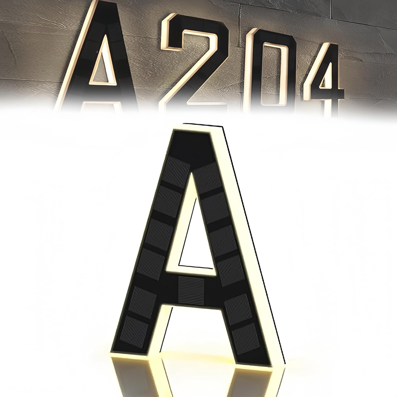 Solar House Numbers for Outside, 2026 New Light Up Address Numbers for House LED Modern Illuminated Numbers for Homes, Easy Install Decorative, Dusk to Dawn (A)