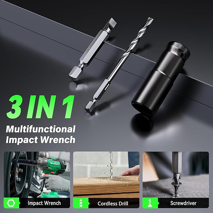 Combo Taladro Inalámbrico y Llave de Impacto 12V y 21V 550N.m NEWBEAT miniatura 9