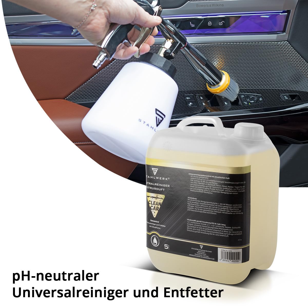 STAHLWERK Universalreiniger-Konzentrat mit Citrus-Duft 5 Liter Kanister kraftvoller Reiniger | Reinigungsmittel | Schaumreiniger | Allzweckreiniger | Reinigungs-Konzentrat
