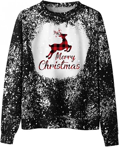Amazon.com: 2021 - Disfraz de feliz Navidad para parejas, unisex, a  cuadros, estampado de letras, manga larga, cuello redondo, sudaderas :  Ropa, Zapatos y Joyería
