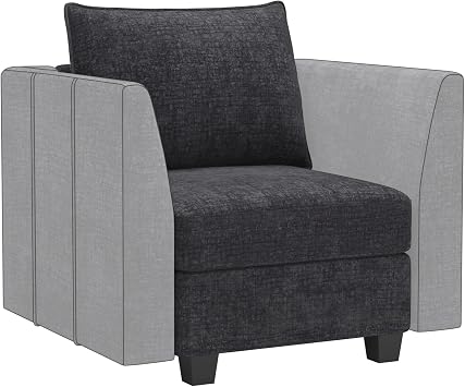 Belffin Modular Sectional Sofa Armless Seat Module for Chenille Modular Couch, Armless Single Sofa, Dark Grey