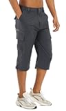TACVASEN Men's Capri Pants Quick Dry Cargo Hiking Water Resistant Work Summer Long Shorts Below Knee