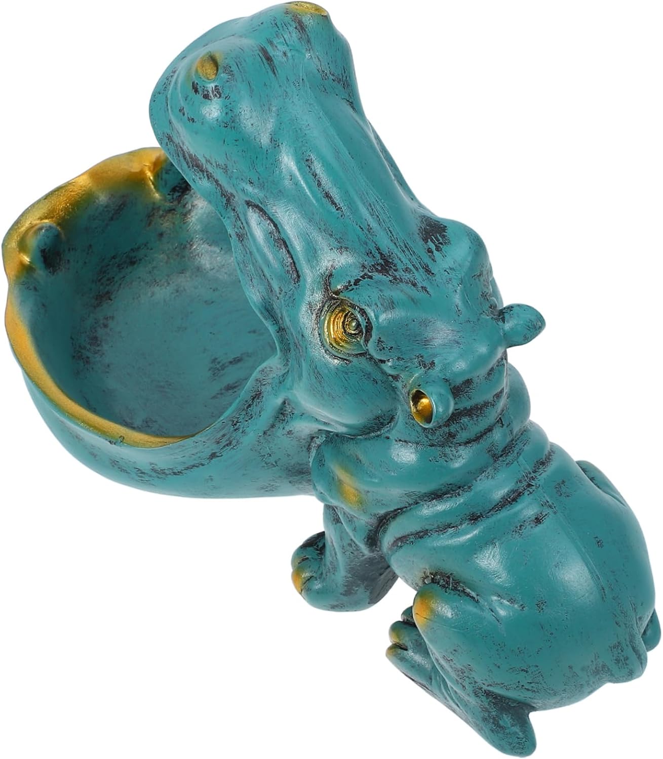 Luxshiny Hippo Statue Candy Bowl Fun Decorative Storage Key Container Resin Ornaments Home Decor