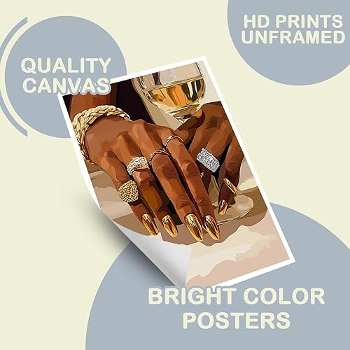 Miniatura 4 de Lienzo de cóctel retro para pared, póster de niña negra con diseño de mujer negra, arte de pared de moda con carrito de bar, impresión de moda