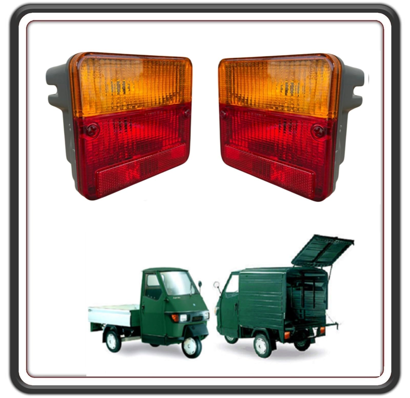 PIAGGIO KIT 2 FANALE FANALI POSTERIORE STOP INDICATORI DI DIREZIONE FRECCIA FRECCE APE 50 MIX 2T DAL 1998 AL 2008 - APE MIX 50 1999 AL 2003 - APE 50 2009 AL 2017 - APE 50 2T E4 DAL 2018 AL 2022