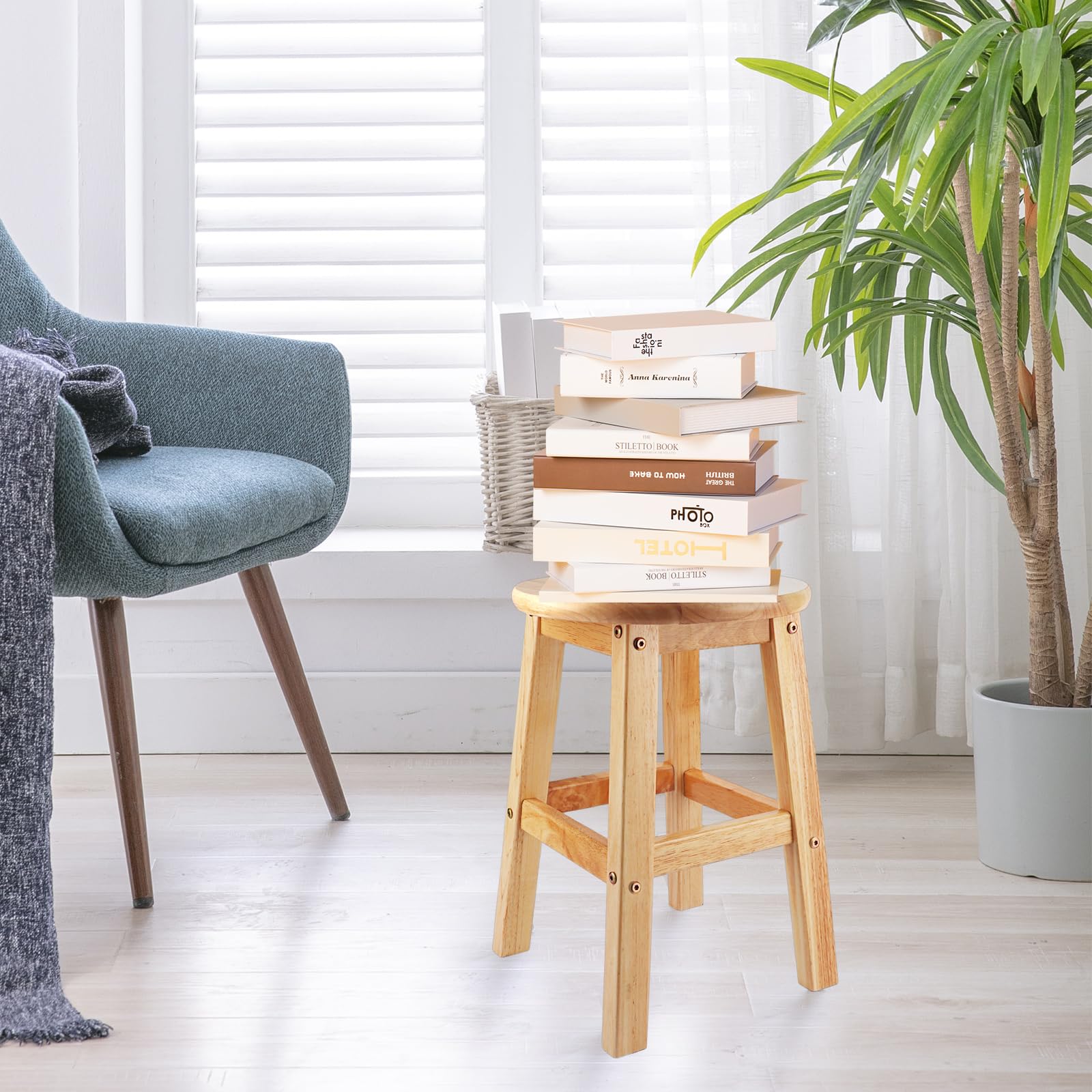 Image secondaire de Tabouret Rond en Bois Massif ASelected - 45 cm pour Salon et Chambre